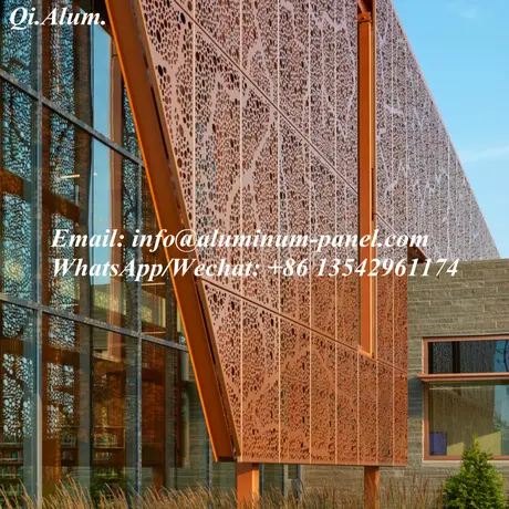 Grilles d'extrusion en aluminium, tube carré, grilles en bois grainé en aluminium