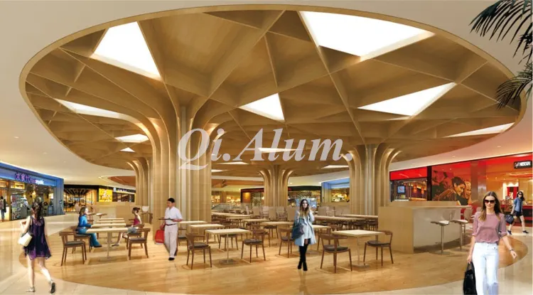 Panneaux en aluminium alvéolaire perforés couleur bois pour décoration de plafond — Foshan Qi Aluminum Decorative Materials Co. Ltd