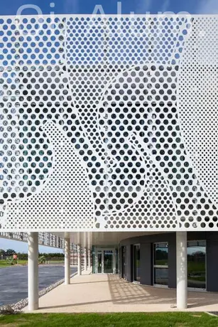 Feuille métallique perforée en aluminium pour bâtiment à trous ronds, art de façade extérieure vue 3