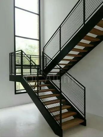 Main courante d'escalier en métal perforé en acier inoxydable et aluminium, haute sécurité, revêtement poudre