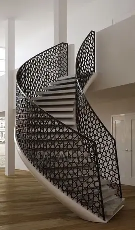 Magnifique escalier tournant en aluminium perforé pour bâtiment moderne vue 4