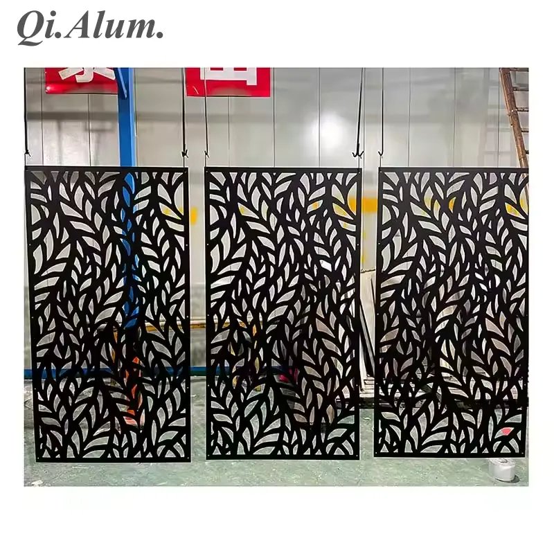 Panneaux de protection privacy aluminium noir découpés au laser, clôture, garde-corps — Foshan Qi Aluminum Decorative Materials Co. Ltd